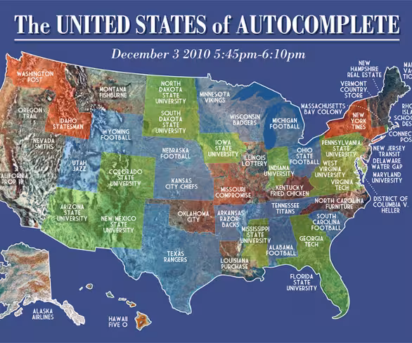 Cool US map made of Friday night Google autocompletes