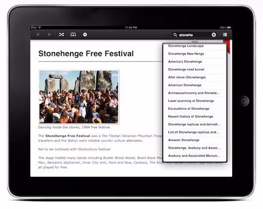 All of Wikipedia ipad screenshot