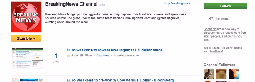 BreakingNews Channel - StumbleUpon