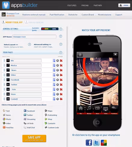 AppsBuilder panel