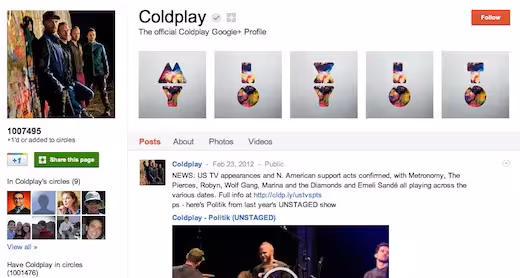 Coldplay Google