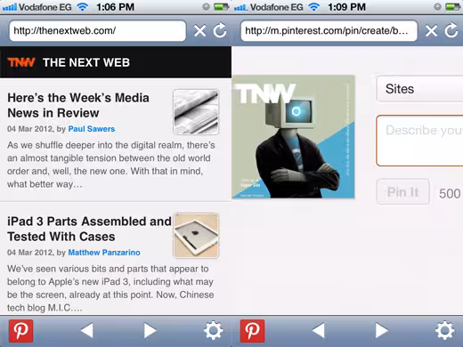 Pinterest button for browser