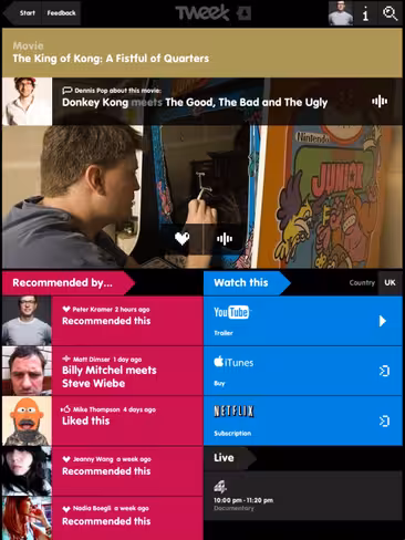Tweek for iPad would be a good on-TV social viewing guide