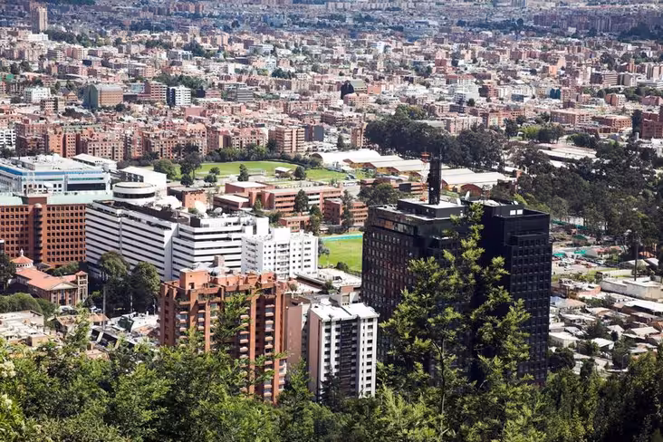 Skyline of the north part of Bogota Colombia via Pond5