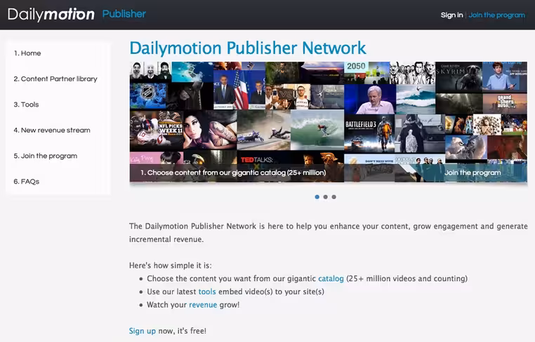 dailymotion publisher network