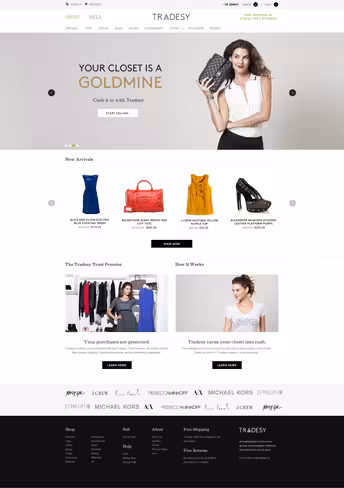 Tradesy homepage