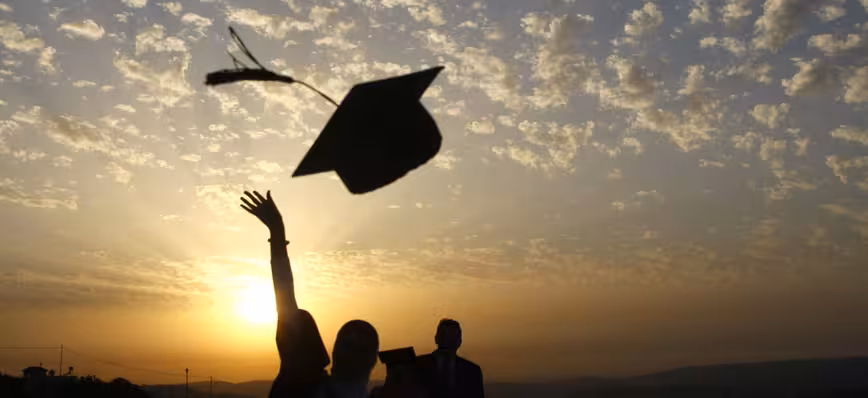 Palestinian students celebrate during th