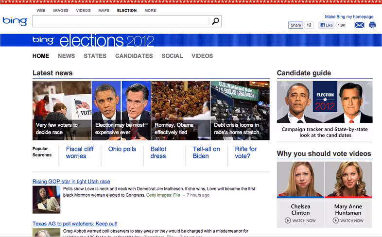 Bing Elections screenshot