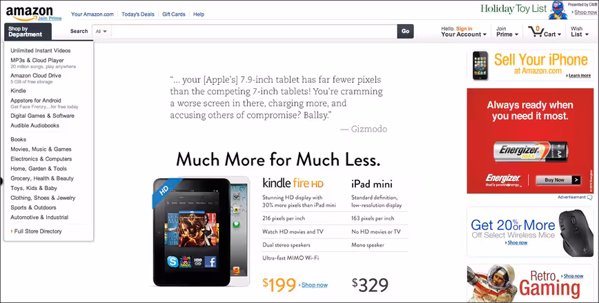 Amazon homepage