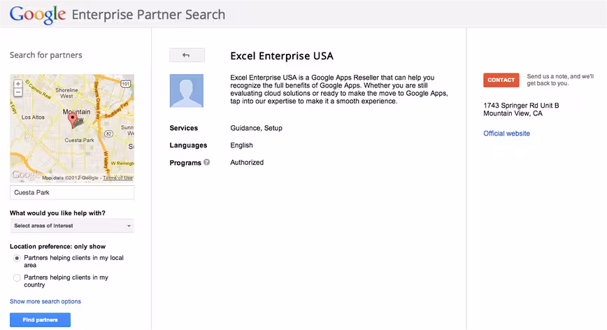 Google Enterprise Partner Search