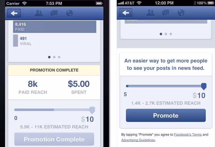 Facebook mobile page manager screenshot