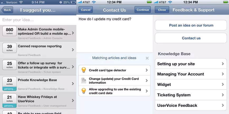 UserVoice for iOS Screenshots