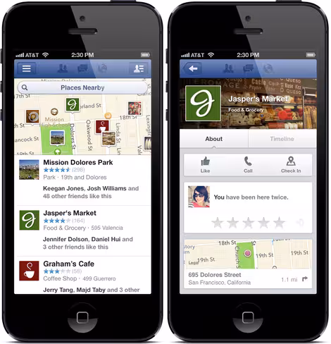 Facebook Nearby screenshot