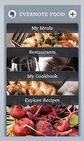 Evernote Food home screen