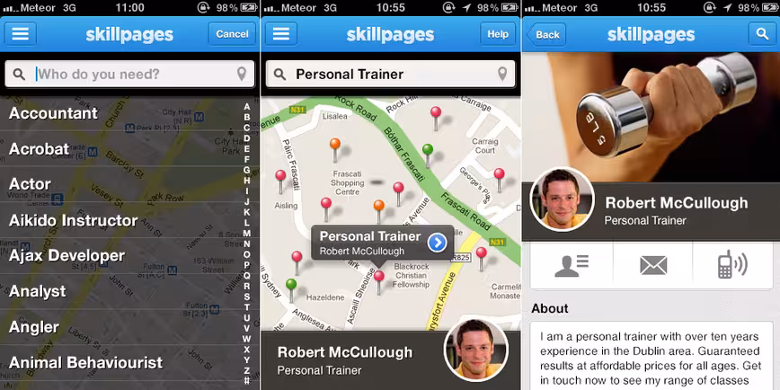 SkillPages iPhone app screenshot