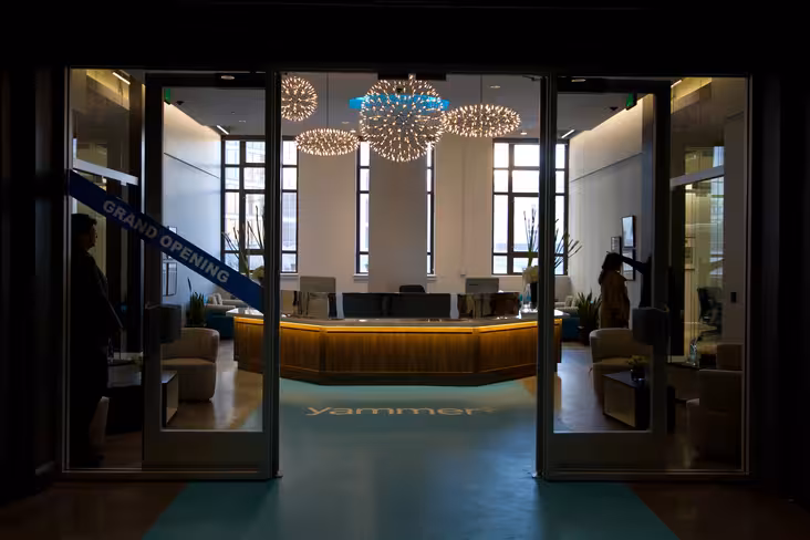 The entrance to Yammer's new headquarter office