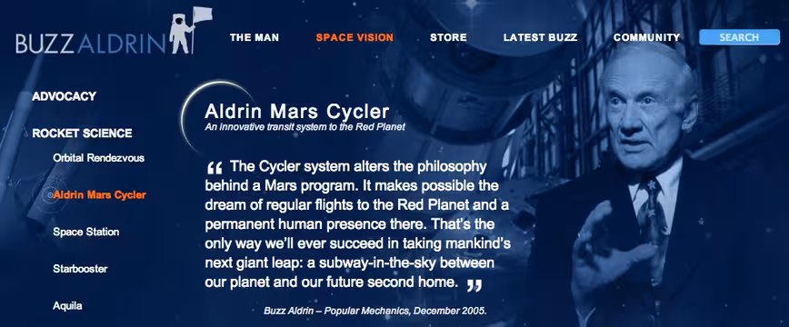 aldrin mars cycler on buzzaldrin.com