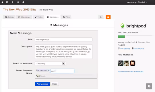 Message team members and loop in clients via email