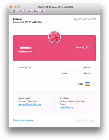 Dribbble email notification