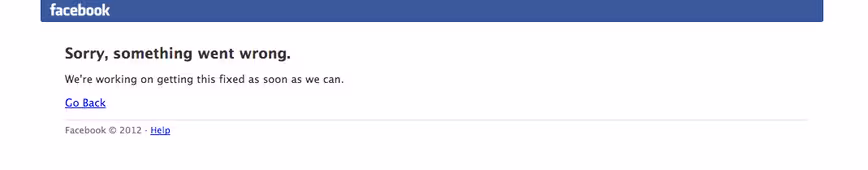 Facebook error screenshot