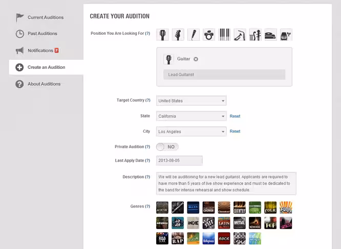 1- Create Audition