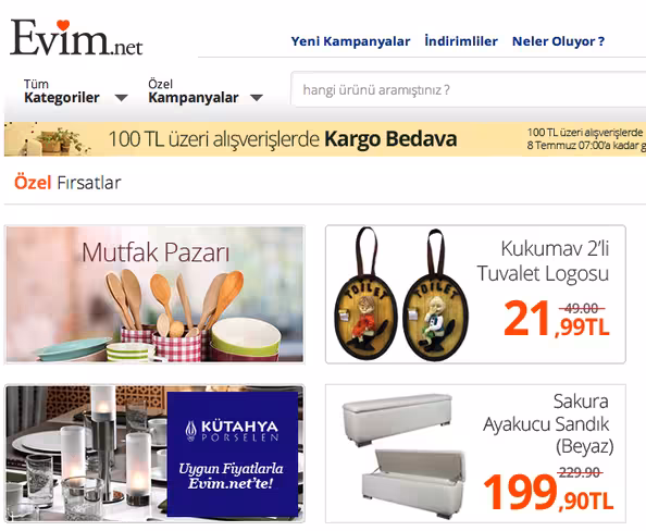 Evim.net Evinizin çok özel alışveriş kulübü
