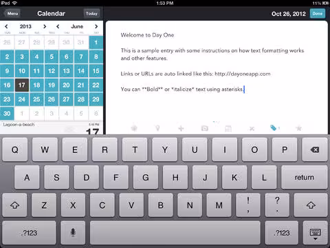 DayOne writing app iPad