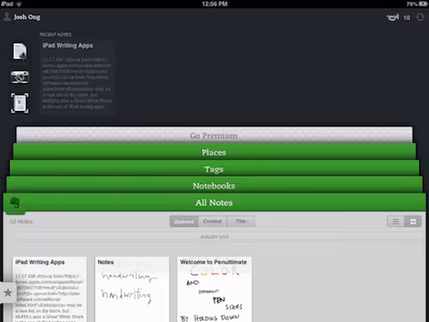 Evernote writing app iPad