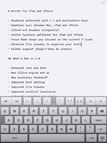 iA Writer app iPad