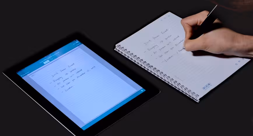 Livescribe 3 notebook and iPad scene