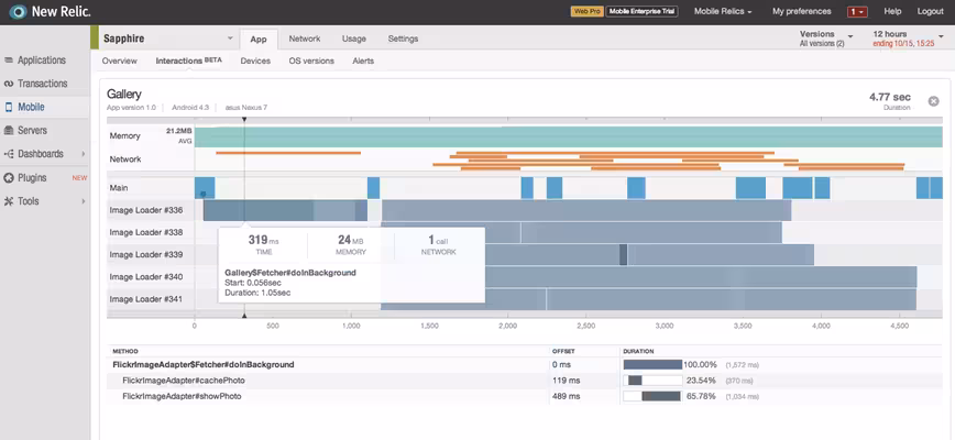 Mobile New Relic