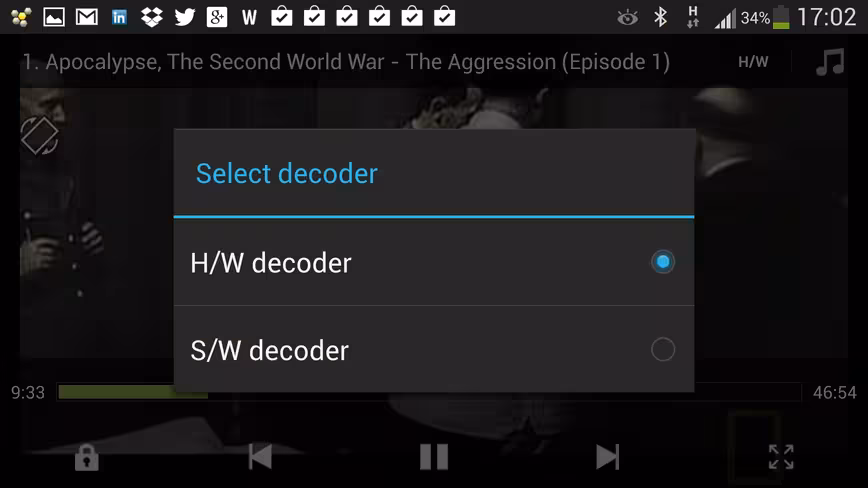 MX Player select decoder