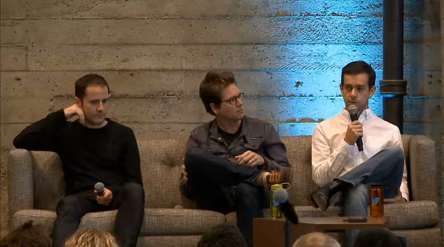 Twitter three founders at a company event.