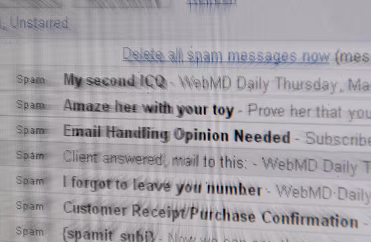 A computer screen inbox displaying unsol