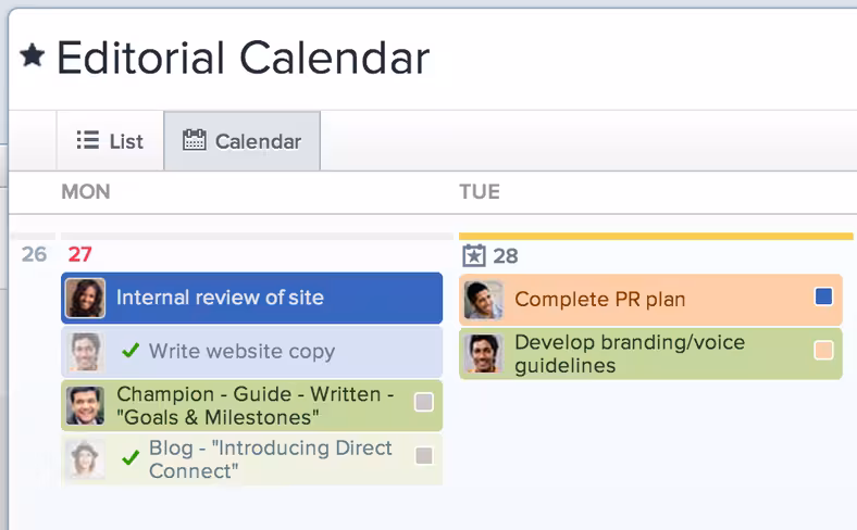 Calendars in Asana 2 - customized view