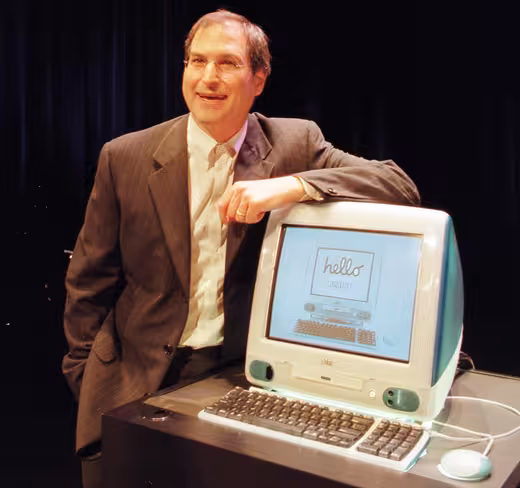 Apple Computer's Interim CEO Steve Jobs unveils a