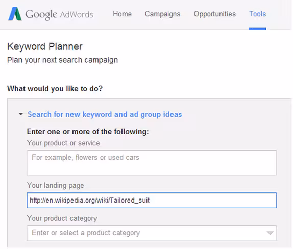 google keyword planner