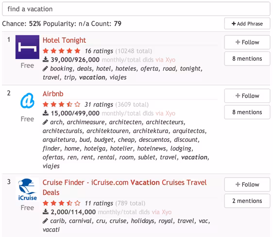 Option 1: "Find a vacation"