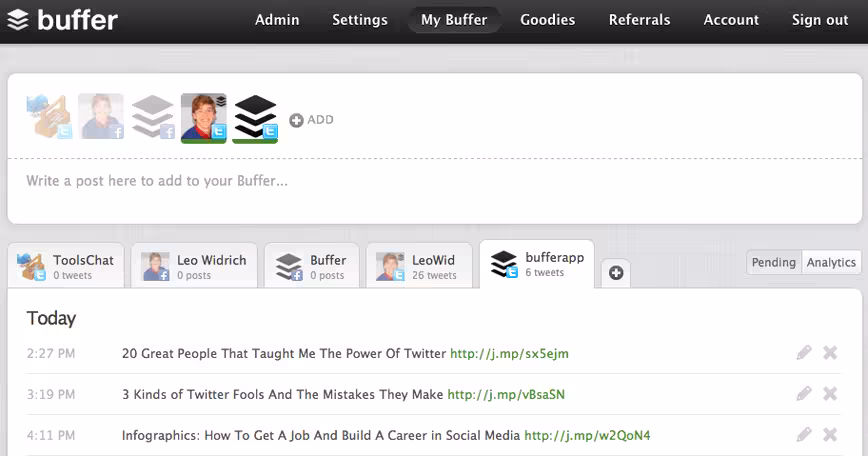 buffer tool social media platforms for business
