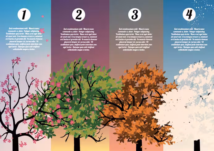 Four Seasons Banners with Abstract Trees Infographic by inbevel