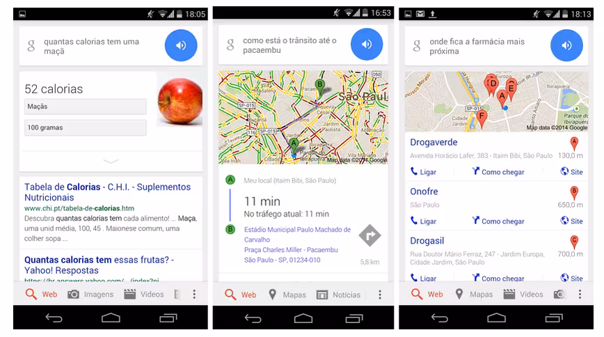 google voice search in portuguese
