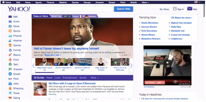 new yahoo homepage
