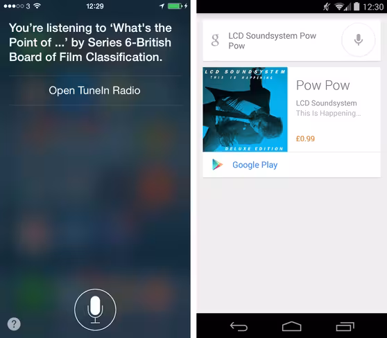 Siri va Google Now comparison