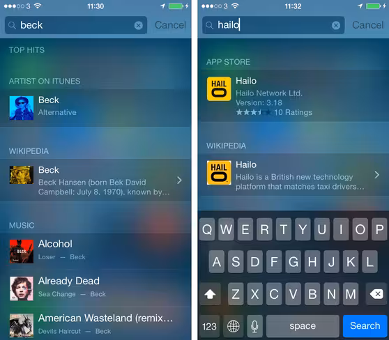 Spotlight search