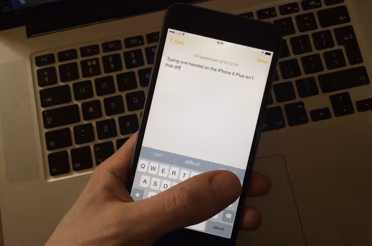 iPhone 6 Plus typing