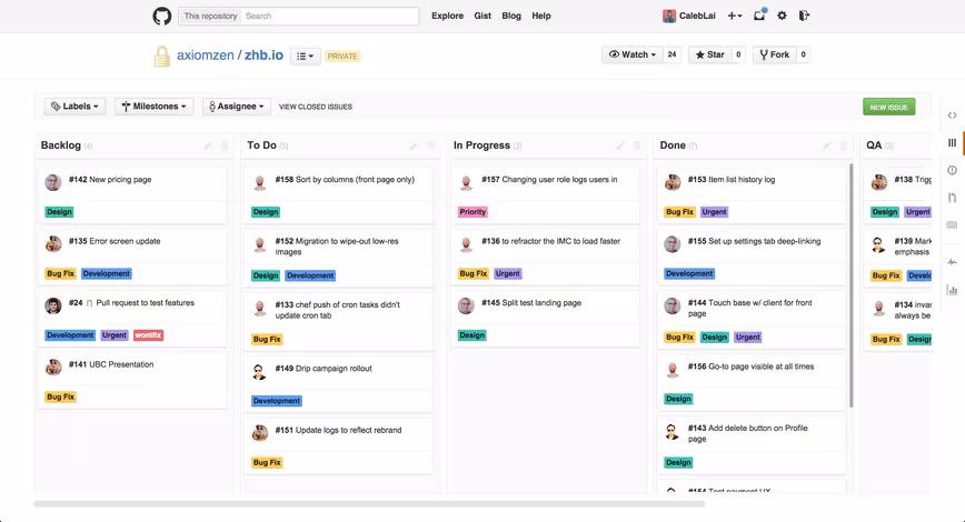 01 - ZenHub Task Board (Kanban-styled)