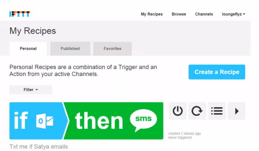 An IFTTT recipe to send out an SMS when an email message arrives