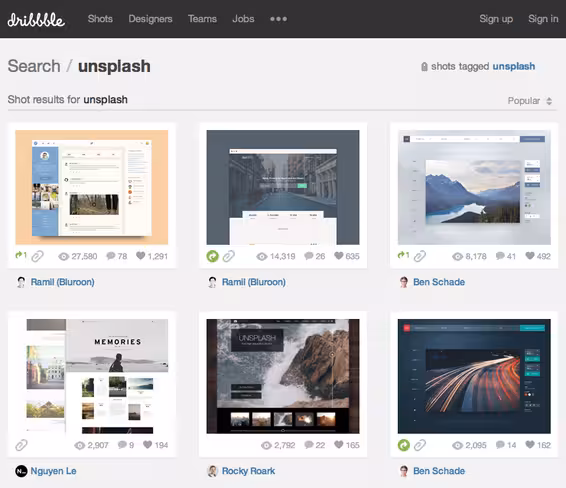 unsplash-dribbble-feed