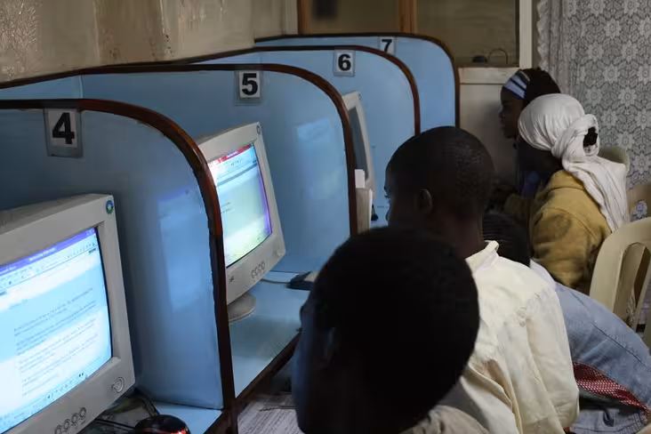african students internet cafe