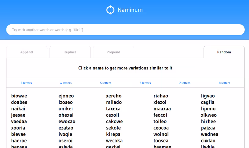 Naminum business name generator